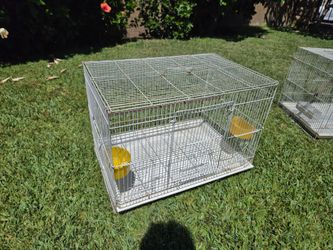 White Wire Bird Cage with Feeding Cups