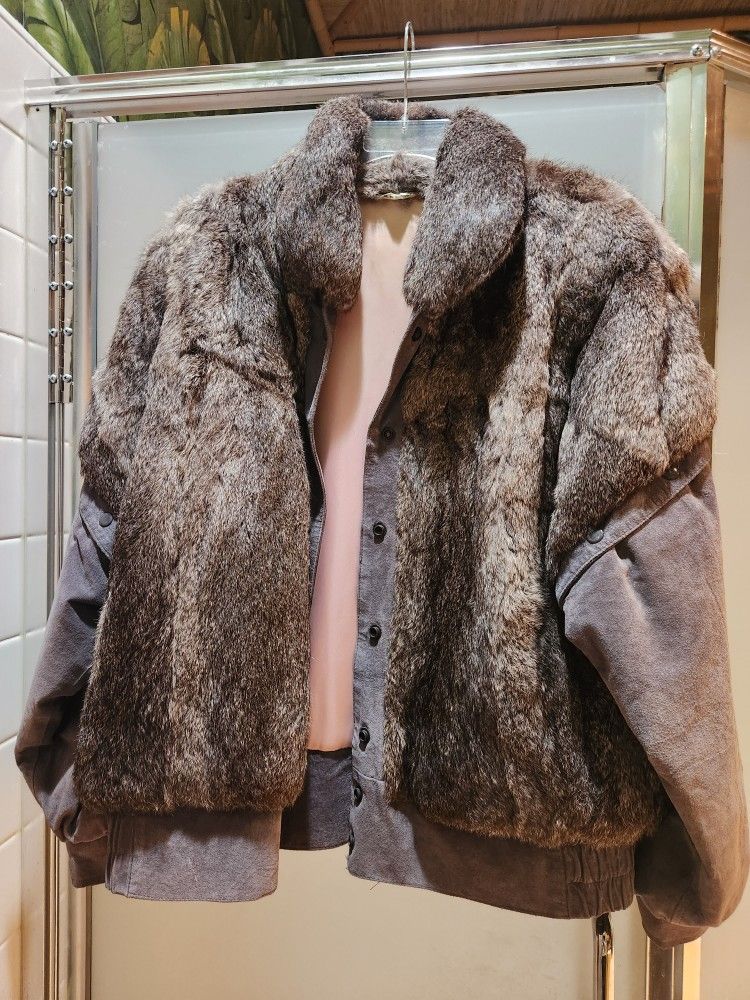 Rabbit Fur Bomber Jacket