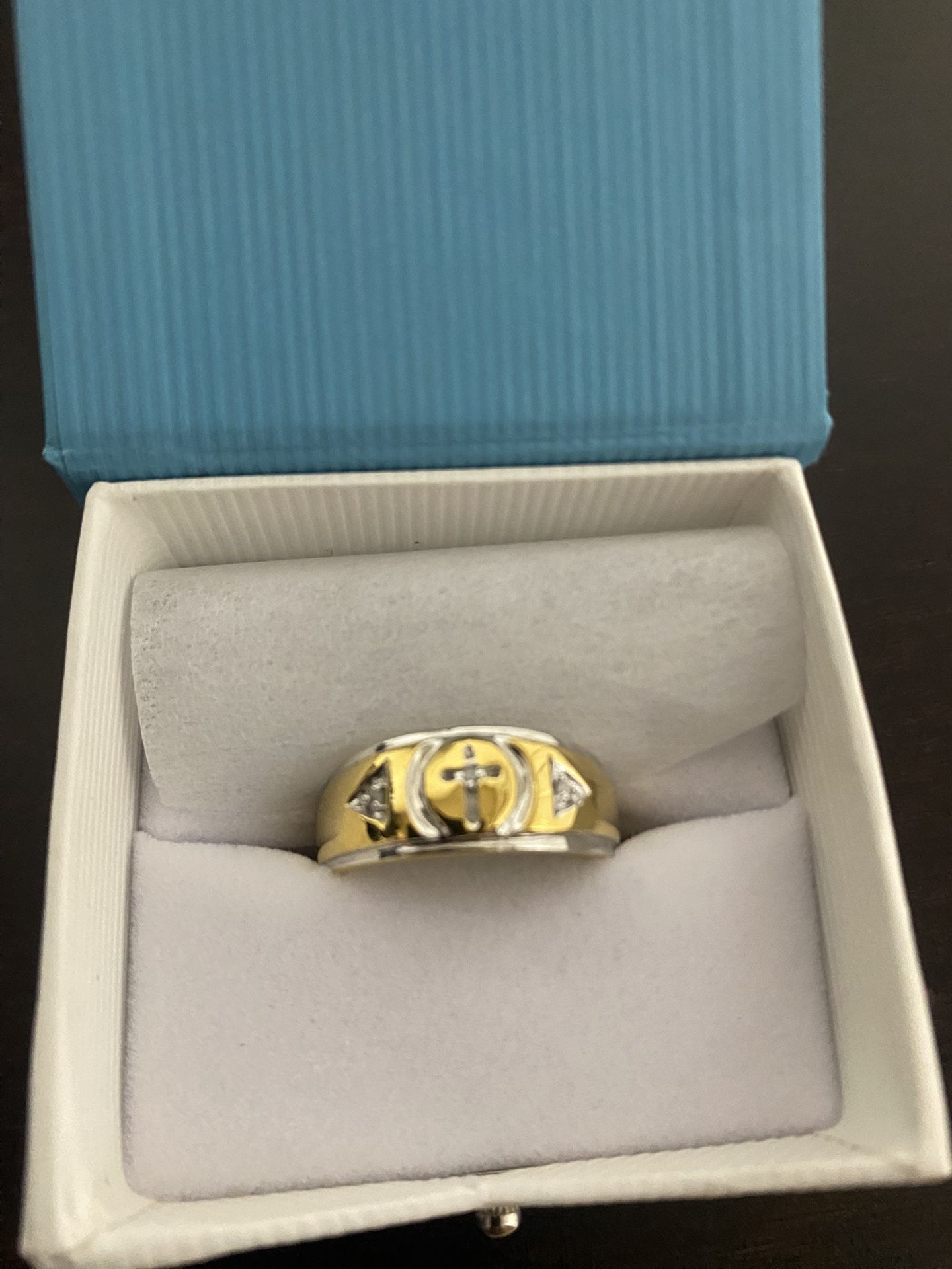 Gold Over Silver Men’s Real Natural Diamonds Ring