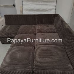 New! Dark Brown Sectional Sofa Bed, Sleeper Sofa,Plush Corduroy Sectional Sofa, Sofabed, Sofa Bed, Sectional Sofa With Pull-out Bed And Storage USB . 