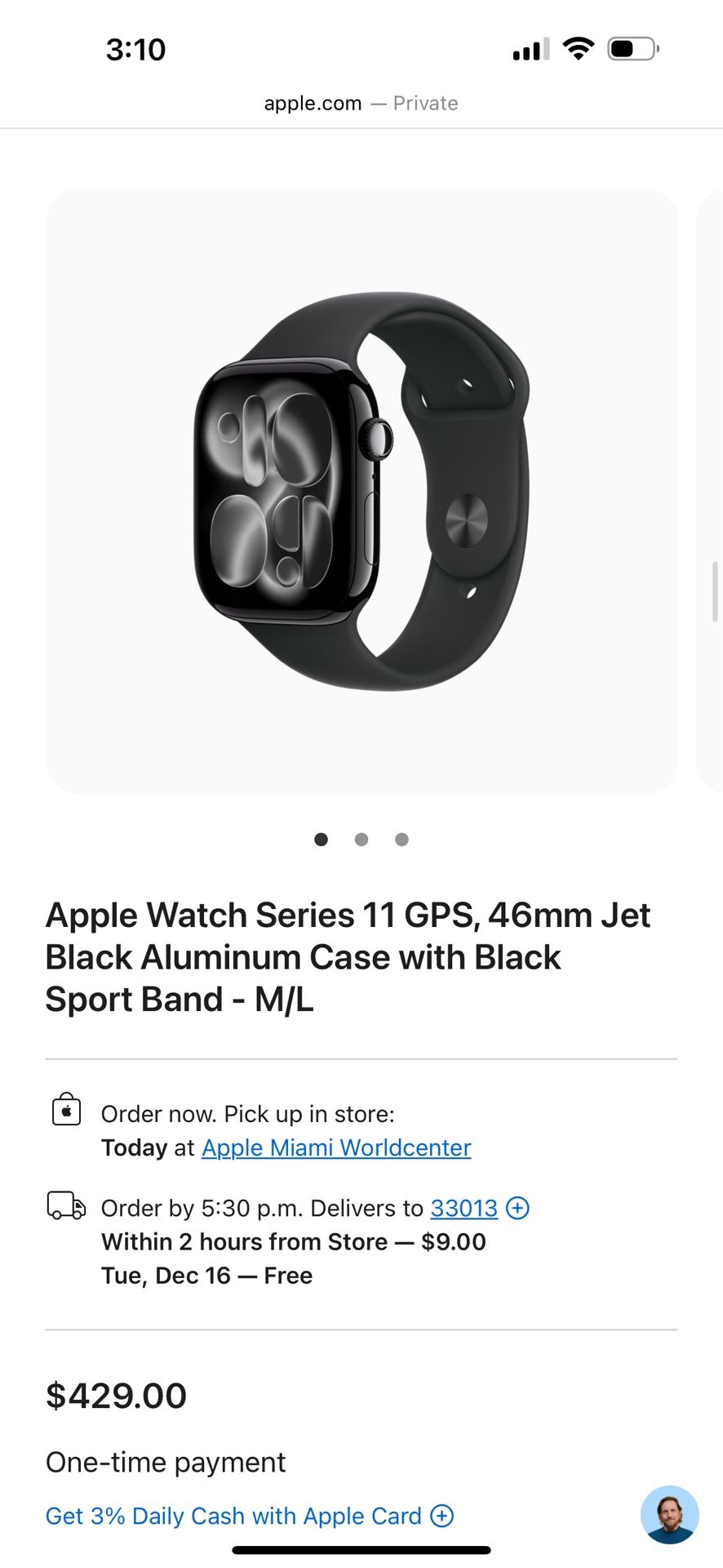Apple Watch Series 11 46mm Jet Black