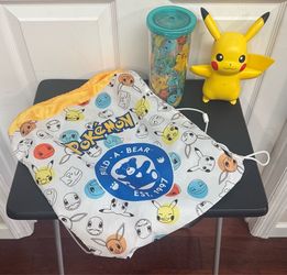 Pokemon Lot Working Figure, Backpack Bag, and Cup just $7 for All