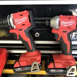 Milwaukee Drill And Impact Set. Batteries And Charger
