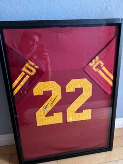 Autographed Lynn Swann USC Jersey in Frame
