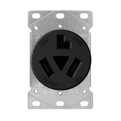 ELEGRP (Brand Rating: 4.6/5) 30 Amp 125/250V, NEMA 10-30R Flush Mount Power Outlet, Single Straight Blade Range and Dryer Outlet Non-Grounding Black
