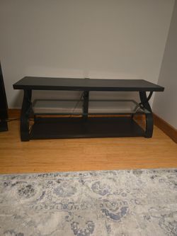 Black Media Console with Glass Shelf