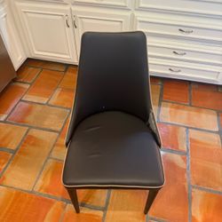 Set of 6 Brown Upholstered Dining Chairs