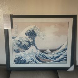 The Great Wave Off Kanagawa Painting With Black Frame