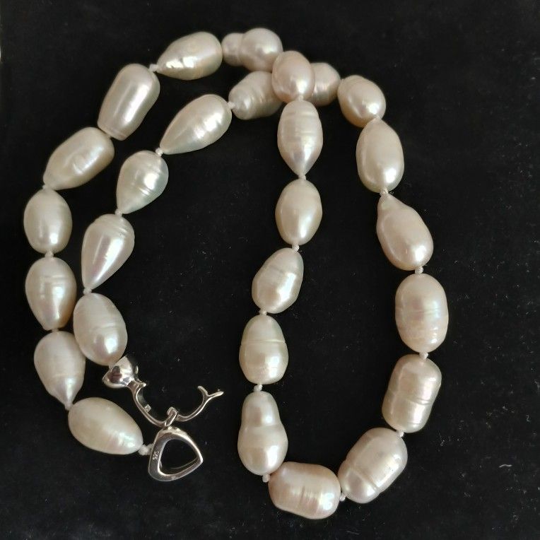 925 100% NATURE FRESHWATER Baroque PEARL NECKLACE