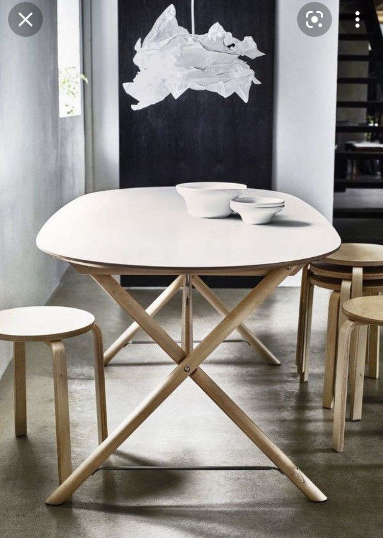 IKEA DALSHULT Table, white/birch 185x90 cm
