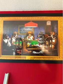 “Coolidge Dogs” Dogs playing poker. Framed picture. 39x27