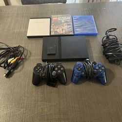Ps2 With 2 Controllers And 3 Games