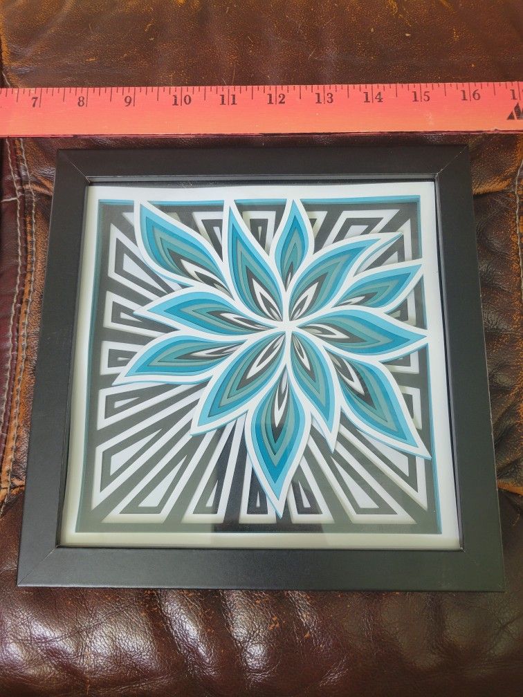 Stacked cut paper flower framed