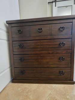 Dark Wood- 4 Drawer Chest & Matching Nightstand