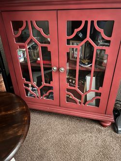 Red hutch cabinet