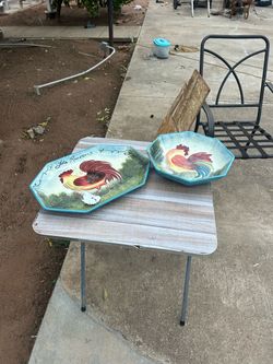 Collectible Rooster Decorative Plate and Bowl Set