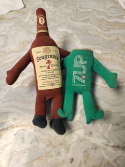 Seagram's Seven Crown Plush Bottle Dolls Set of 2