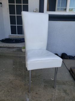3 Leather Dining Chairs (White)