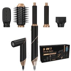 NewProfessional Foldable Hair Dryer 5 In 1 Hair Styler Hot Air Brush Powerful Ionic Blow Dryer with Comb Automatic Hair Curler