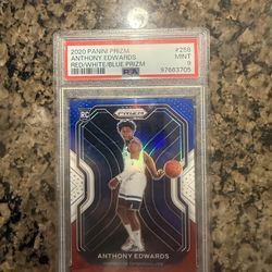 2020 Panini Prizm Anthony Edwards RC Red White Blue Prizm PSA 9