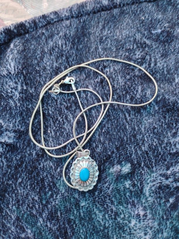 Jim Calladitto Navajo Sterling Silver And Turquoise Pendant