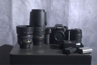 Nikon d7500 w 3 lenses, camera bag, two 256 GB SD card and more