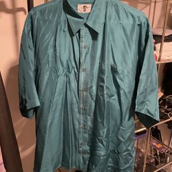 CSC Teal Silk Button Up Shirt