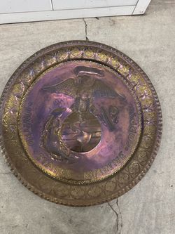US MARINE CORPS  BRASS PLATE  20" D.