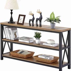 BrownTribesigns 70.86" Rustic Console Table, Industrial 3 Tier TV Stand Entryway Hallway