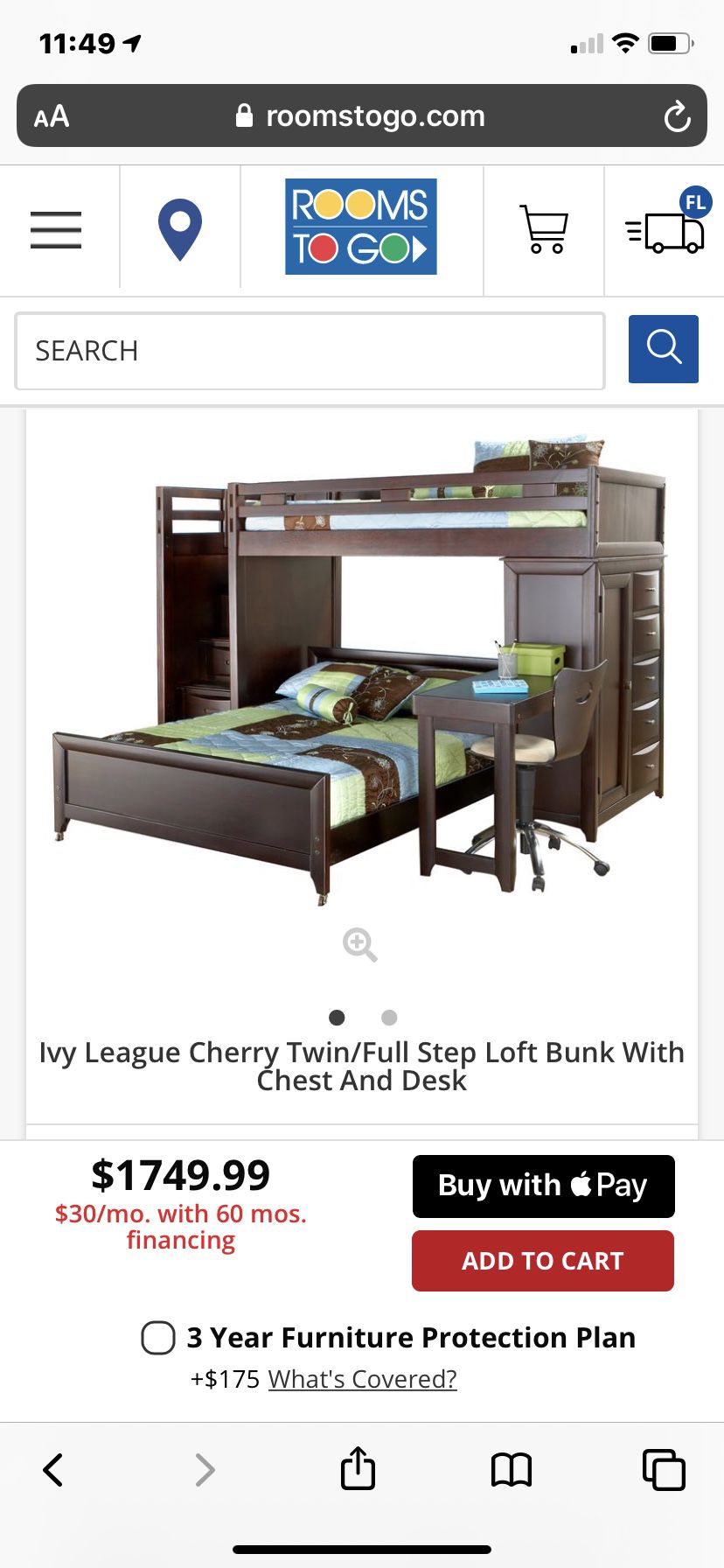 Bunk bed twin on top and full bed base and memory foam mattress no base for full side