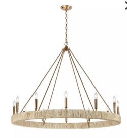 Abaca 12 Light Chandelier In Satin Brass
