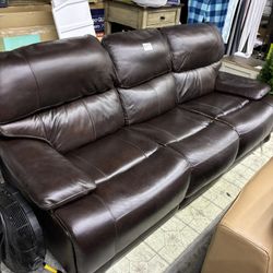 Dark Brown Leather Reclining Sofa