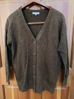 Madewell Dark Brown V Neck Relaxed Fit, Cardigan, Women S, Wool Blend, Like New