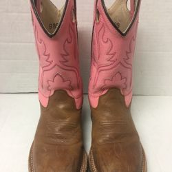 Girl Pink Leather Cowboy Boots