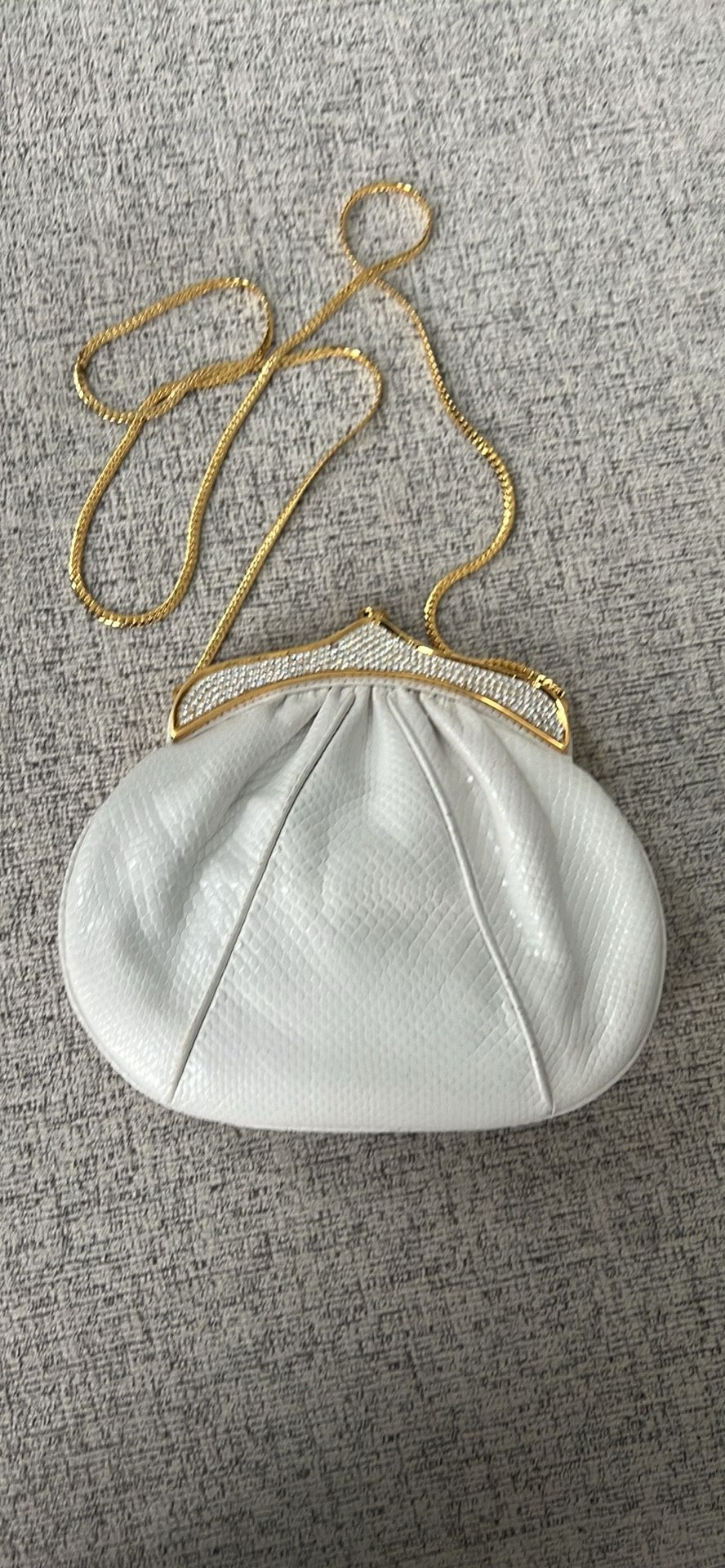 Ashneil White leather purse With Gold Strap