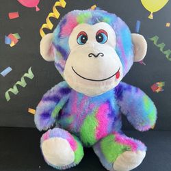 RAINBOW COLORED MONKEY!   11 INCH SOFT PLUSH - NEW CONDITION