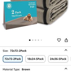 XL 72’x 72’ Washable Pee Pad In Brown Tan Color