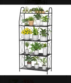 5-Tier Black Metal Plant Stand