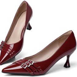 Heels for Women Leather Comfortable Closed Toe Pointed Toe Heels Wedding Party Dress Pumps Shoes