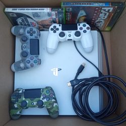 PS4 Pro Console 1TB, 3 Controllers & 3 Games, with Power Cord & HDMI Cable