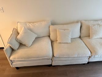 Oversized Beige Sofa with Deep Cushions - Good Used Condition