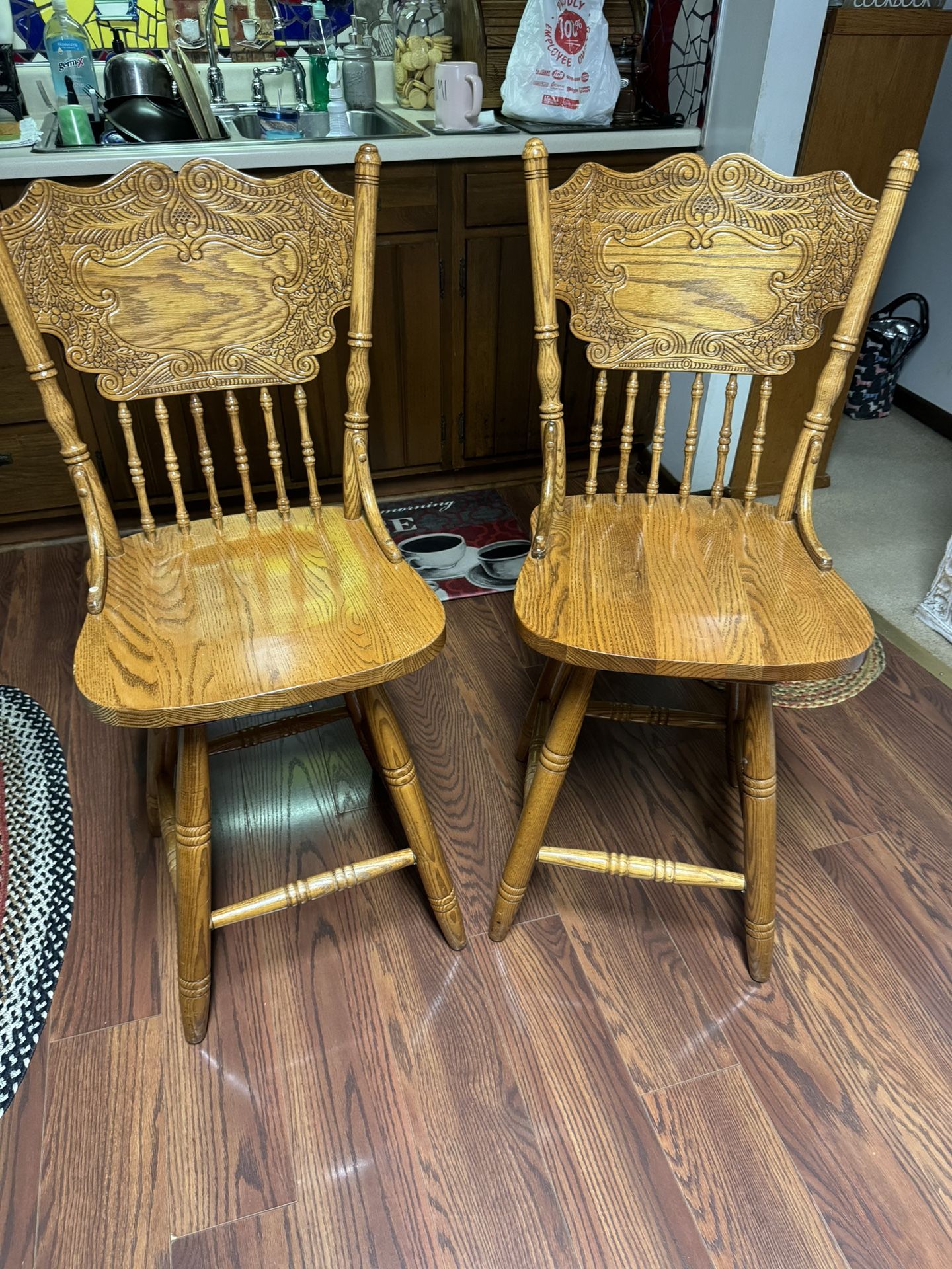 Pair Of High Back Bar Stools 