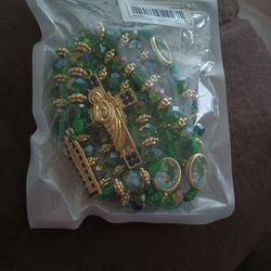Rosario de San Judas en Crystal 📿💚 Crystal Beads Rosary St Jude