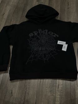 Sp5der Black Hoodie with Web Graphic