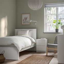 Twin White Single Bed Frame with Mattress!