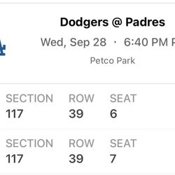 Padres Vs Dodgers Tickets (Wednesday) 