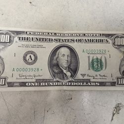 Rare $100 Bill With Star Note And Low Serial Number. Great Condition With No Folds