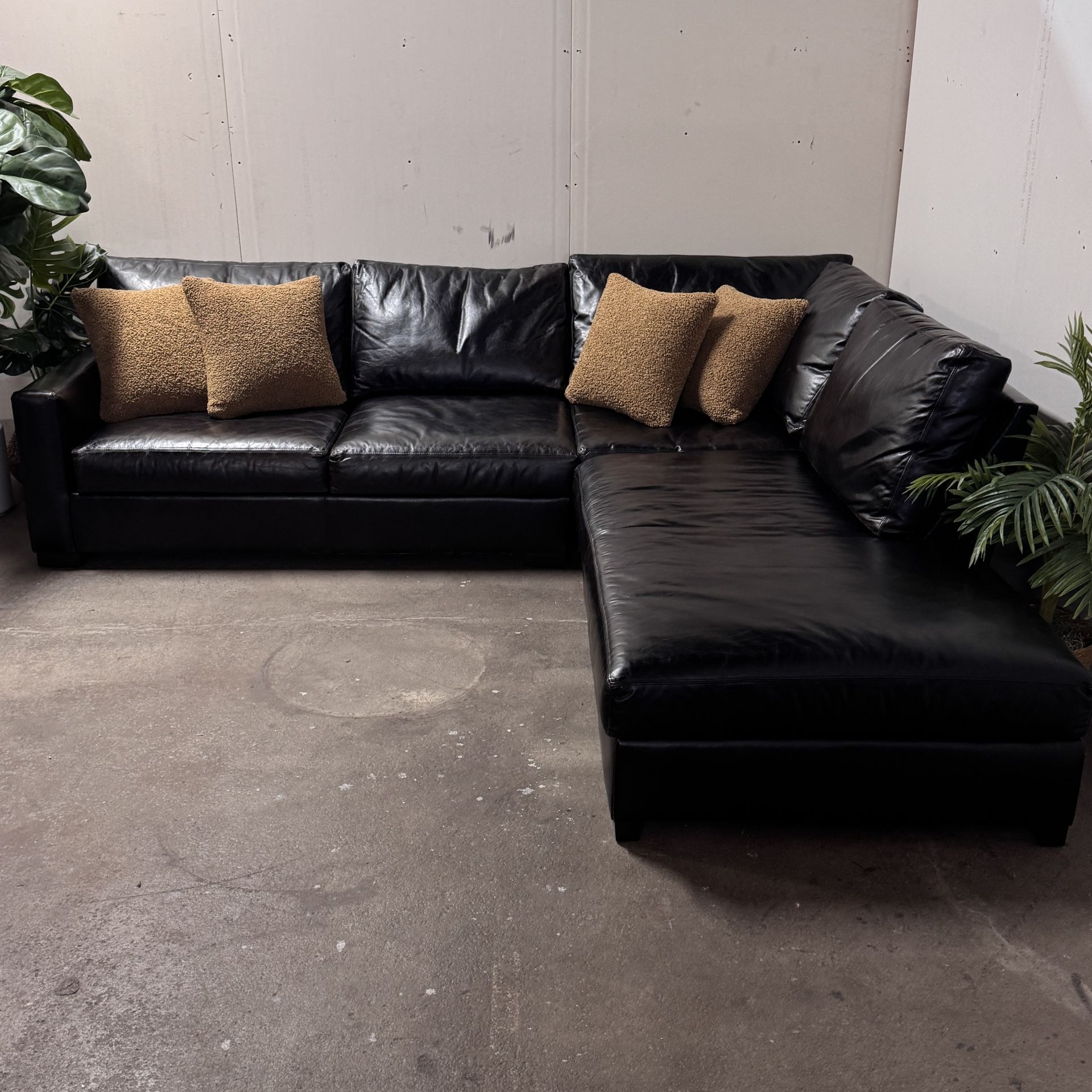 Potter Barn Leather Sectional Couch Sofa