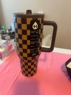 Tumbler 32oz Café Checkered con Asa - Nuevo