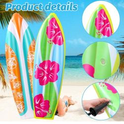 3 Pcs 36 Inch Inflatable Surf Board Inflatable Luau Party Decorations Blow up Surfboard (Flower Style